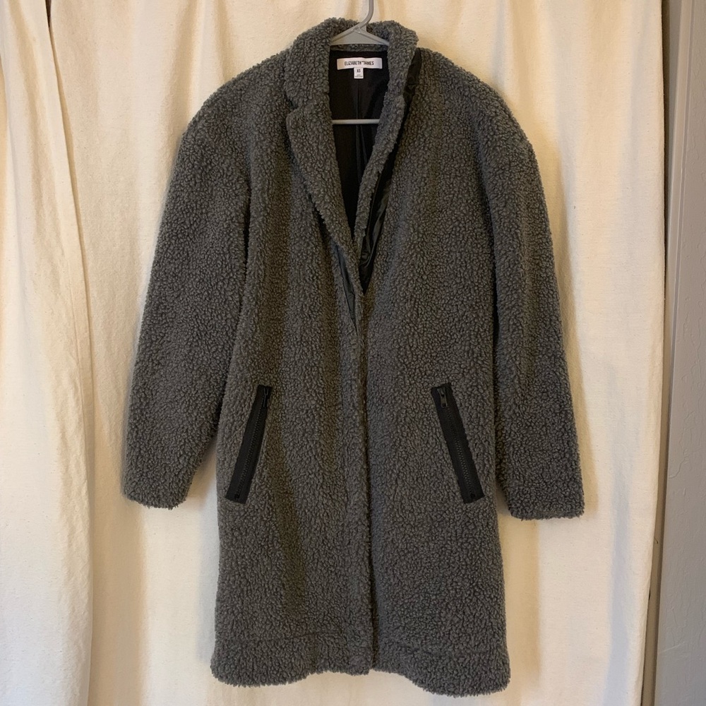 Elizabeth and James Narine Sherpa Coat in Grey, XS